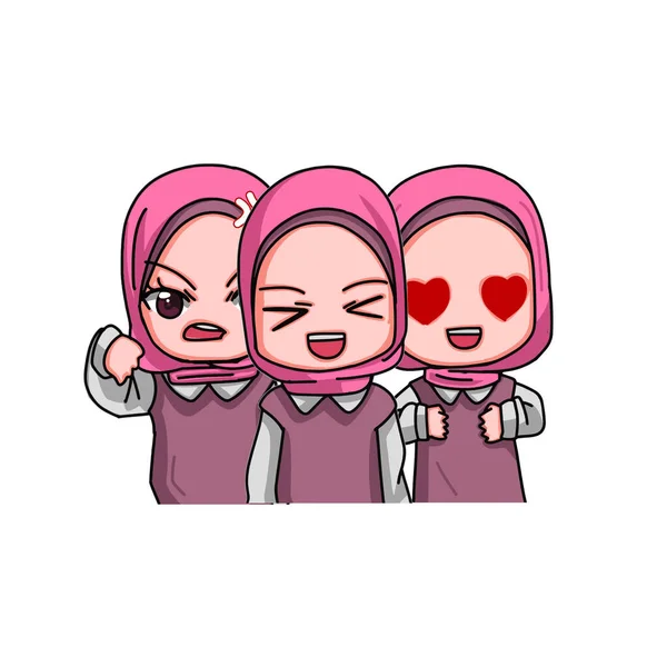 Cute Female Muslim Character Vector Illustration — Stock vektor