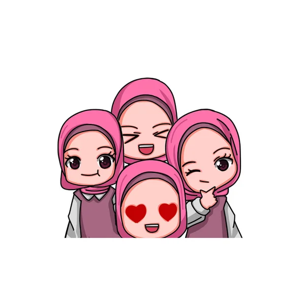 Cute Female Muslim Character Vector Illustration — Stock Vector