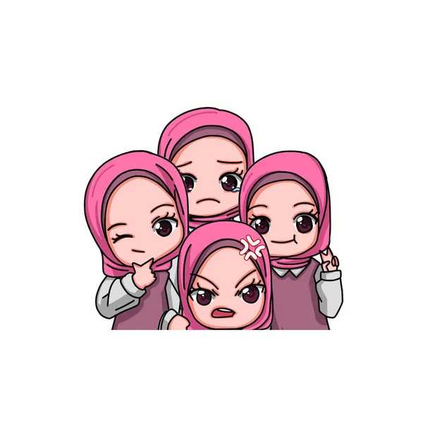 Karakter Muslim Wanita Yang Lucu Ilustrasi Vektor - Stok Vektor