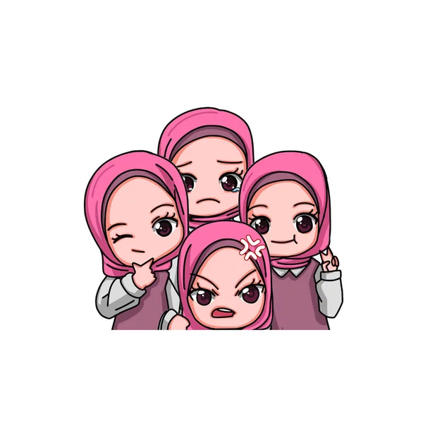 Cute Female Muslim Character Vector Illustration — Stock Vector