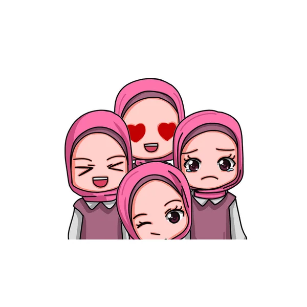 Cute Female Muslim Character Vector Illustration — Stock Vector