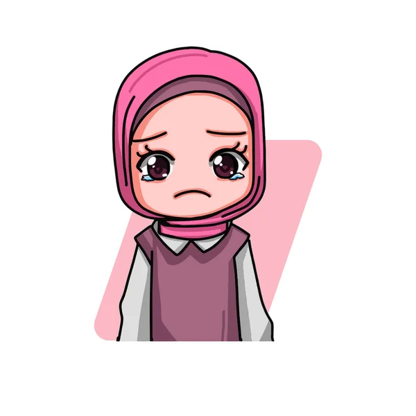 Cute Female Muslim Character Vector Illustration — ストックベクタ