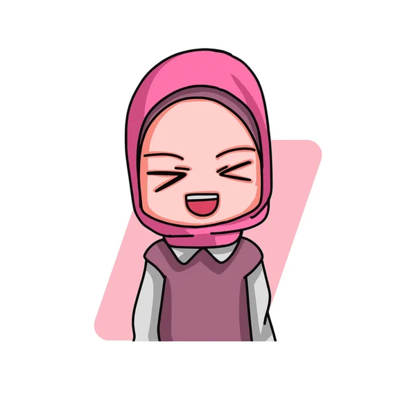 Cute Female Muslim Character Vector Illustration — ストックベクタ