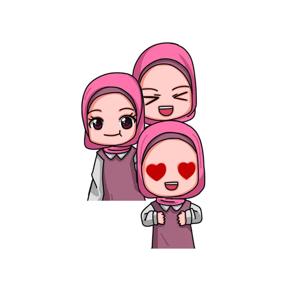 Cute Female Muslim Character Vector Illustration — Stock Vector