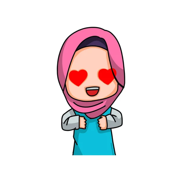 Cute Female Muslim Character Vector Illustration — Vector de stock