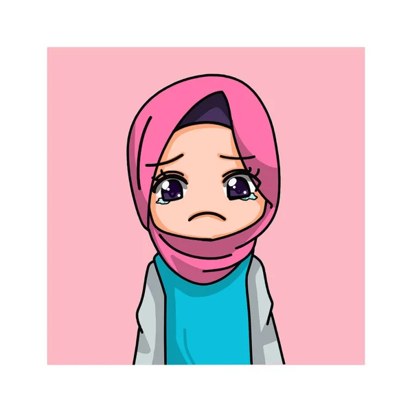 Cute Female Muslim Character Vector Illustration - Stok Vektor