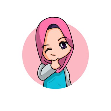 Şirin Müslüman Kadın Karakteri. Vektör İllüstrasyonu