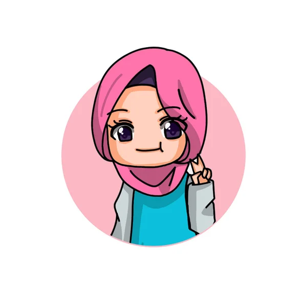 Cute Female Muslim Character Vector Illustration — Stock vektor