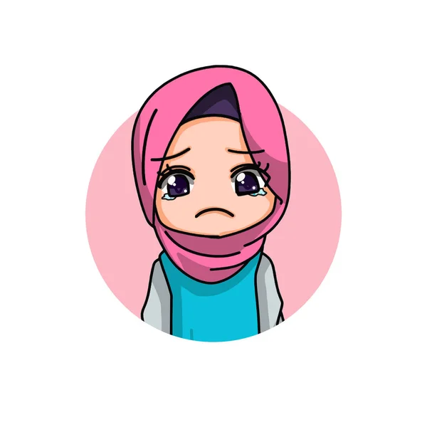 Cute Female Muslim Character Vector Illustration —  Vetores de Stock