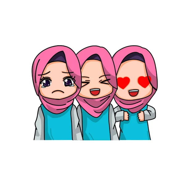Cute Female Muslim Character Vector Illustration — Vettoriale Stock