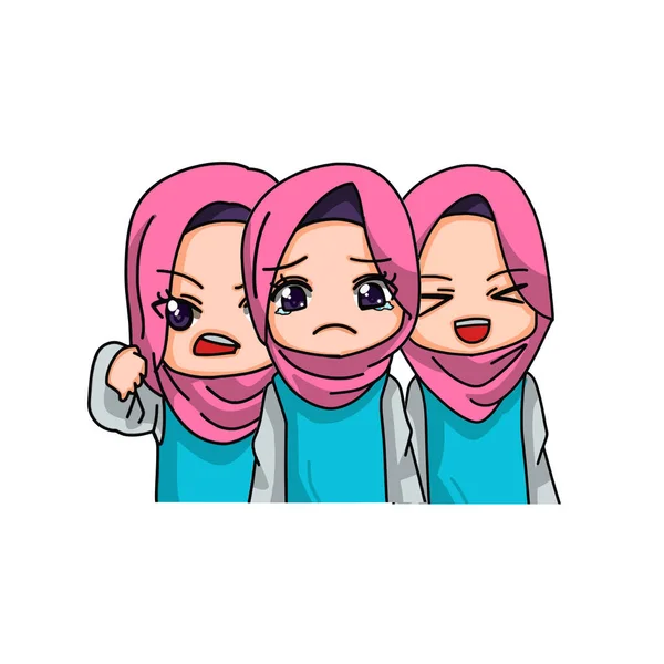 Cute Female Muslim Character Vector Illustration — Stock Vector