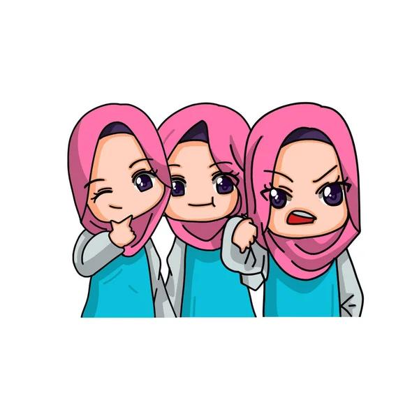 Cute Female Muslim Character Vector Illustration — Stok Vektör