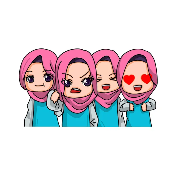 Cute Female Muslim Character Vector Illustration — Stockvector