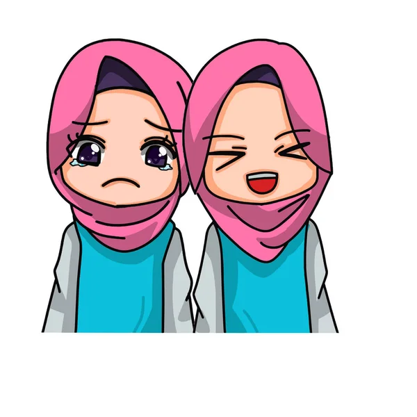 Karakter Muslim Wanita Yang Lucu Ilustrasi Vektor - Stok Vektor