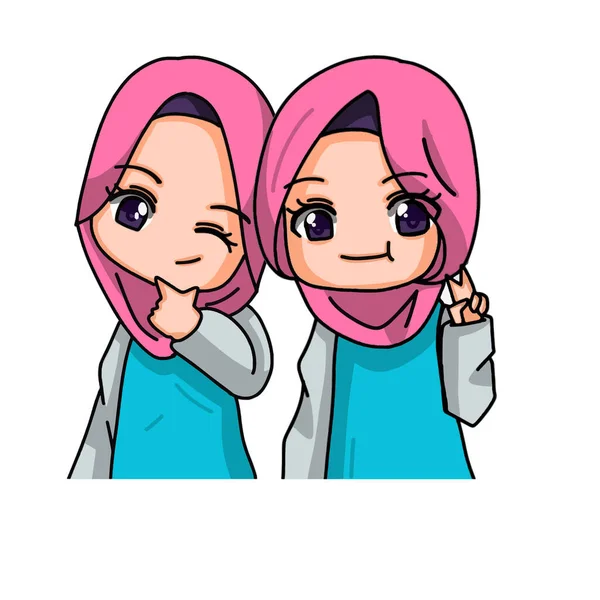 Cute Female Muslim Character Vector Illustration — ストックベクタ