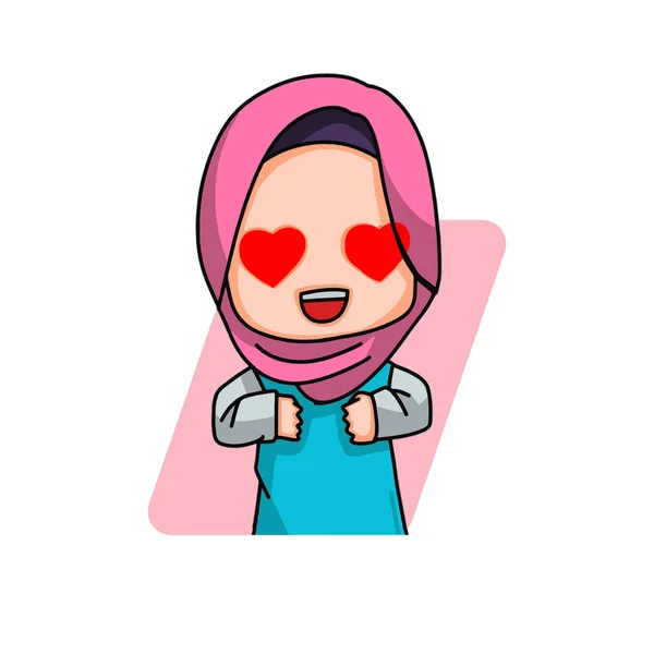 Cute Female Muslim Character Vector Illustration — Vettoriale Stock