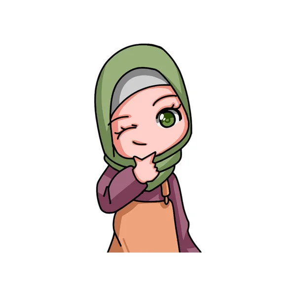 Cute Female Muslim Character Vector Illustration — Stock Vector