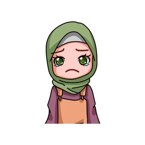 Cute Female Muslim Character Vector Illustration — Stock Vector