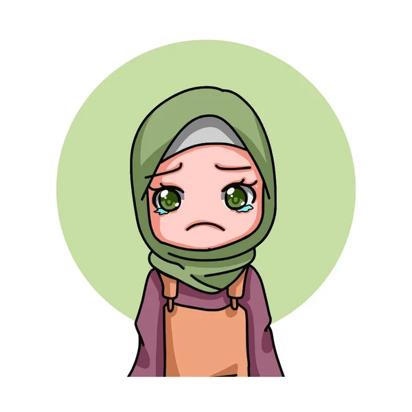Cute Female Muslim Character Vector Illustration — ストックベクタ
