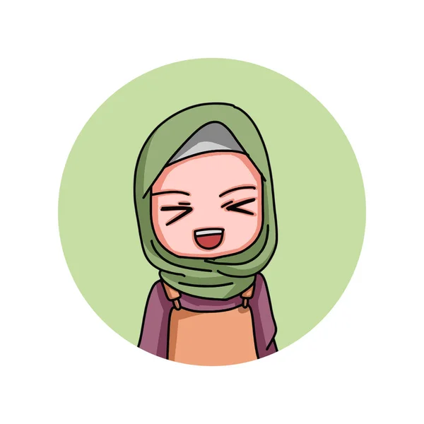 Cute Female Muslim Character Vector Illustration —  Vetores de Stock