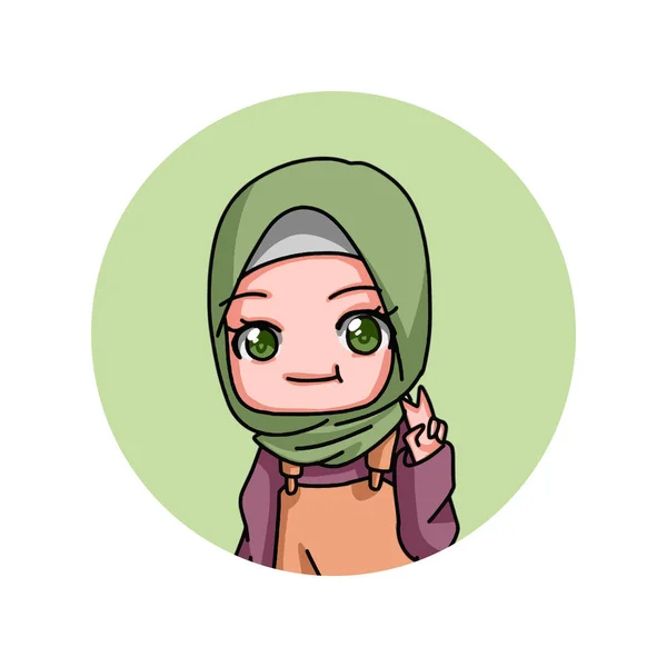 Cute Female Muslim Character Vector Illustration — Stockový vektor