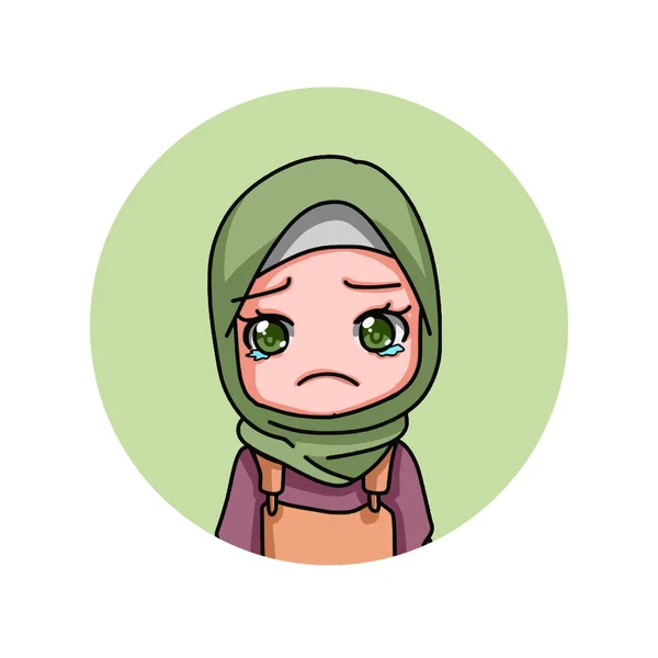 Cute Female Muslim Character Vector Illustration —  Vetores de Stock