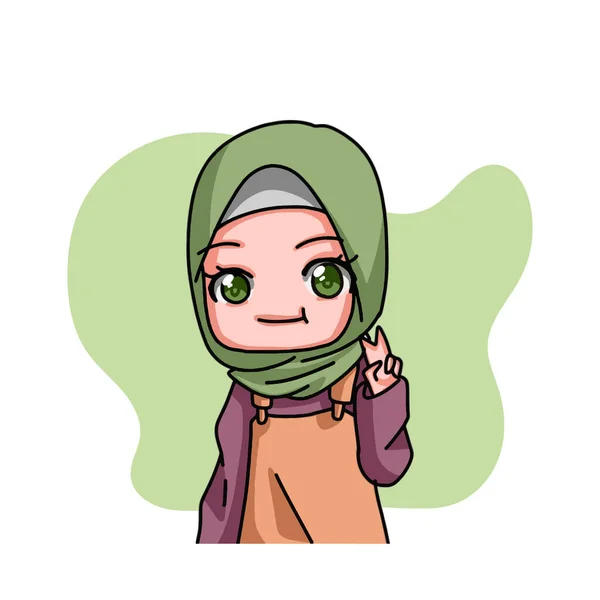 可爱的女性穆斯林角色 病媒图解 — 图库矢量图片