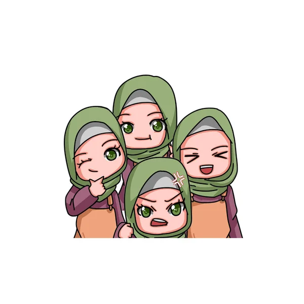 Cute Female Muslim Character Vector Illustration — Stock vektor