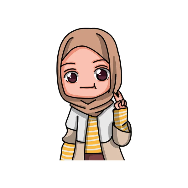 Cute Female Muslim Character Vector Illustration — Stockvector