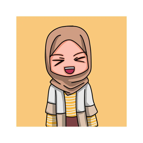 Cute Female Muslim Character Vector Illustration — Stok Vektör