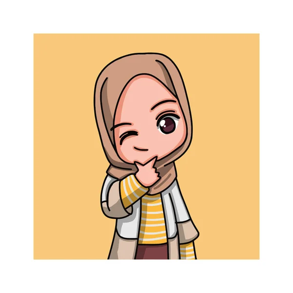 Cute Female Muslim Character Vector Illustration — Stockvector