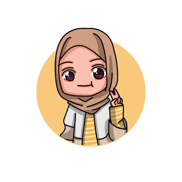 Cute Female Muslim Character Vector Illustration — ストックベクタ