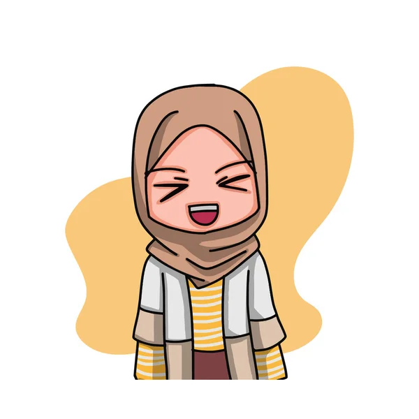 Cute Female Muslim Character Vector Illustration — Stock Vector