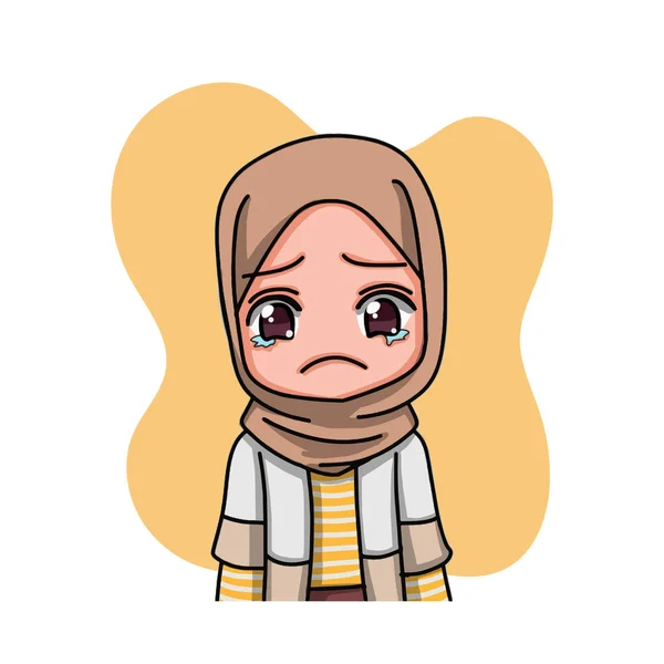 Cute Female Muslim Character Vector Illustration — Vetor de Stock