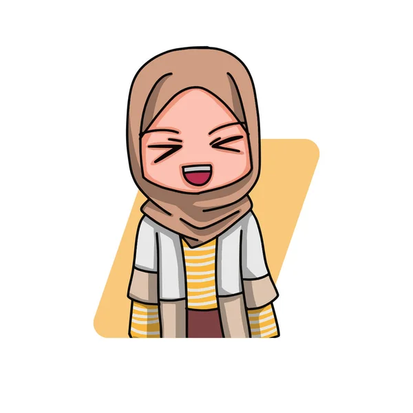 Cute Female Muslim Character Vector Illustration — ストックベクタ