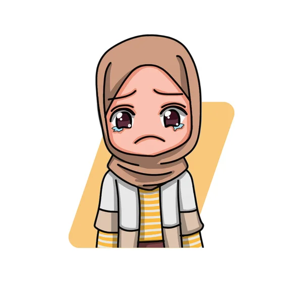 Roztomilý Ženský Muslimský Charakter Vektorová Ilustrace — Stockový vektor