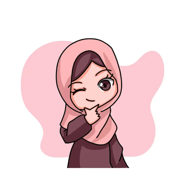 Cute Female Muslim Character Vector Illustration — Stock vektor