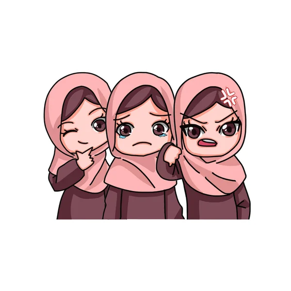 Cute Female Muslim Character Vector Illustration —  Vetores de Stock