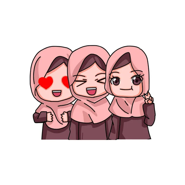 Cute Female Muslim Character Vector Illustration — ストックベクタ