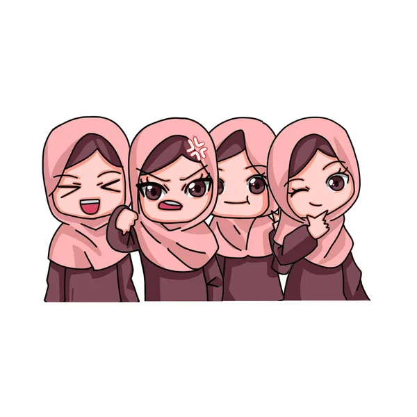 Cute Female Muslim Character Vector Illustration — Stock Vector