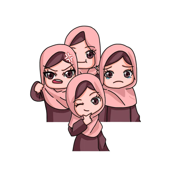Cute Female Muslim Character Vector Illustration — Stockový vektor