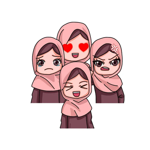 Karakter Muslim Wanita Yang Lucu Ilustrasi Vektor - Stok Vektor