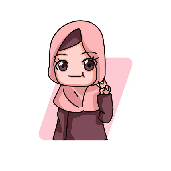 Karakter Muslim Wanita Yang Lucu Ilustrasi Vektor - Stok Vektor