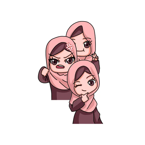 Cute Female Muslim Character Vector Illustration — Wektor stockowy