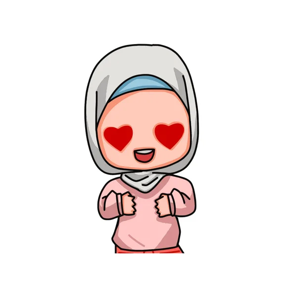 Aranyos Női Muszlim Karakter Vektorillusztráció — Stock Vector