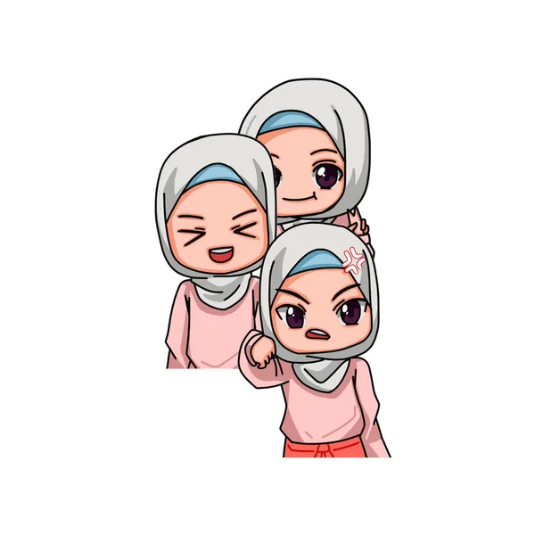 Cute Female Muslim Character Vector Illustration — Stock Vector