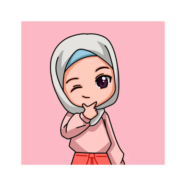 Cute Female Muslim Character Vector Illustration — ストックベクタ