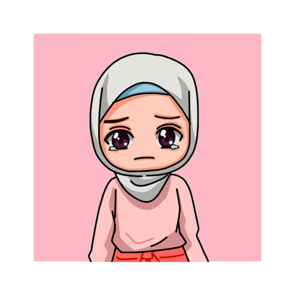 Cute Female Muslim Character Vector Illustration — ストックベクタ