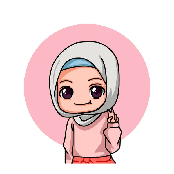 Karakter Muslim Wanita Yang Lucu Ilustrasi Vektor - Stok Vektor