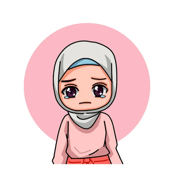 Schattig Vrouwelijk Moslim Karakter Vector Illustratie — Stockvector